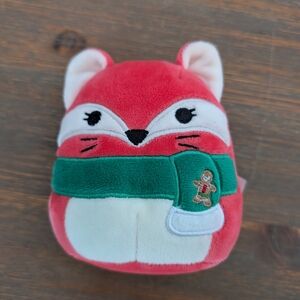 Squishmallows Red and White Fox with Green Scarf